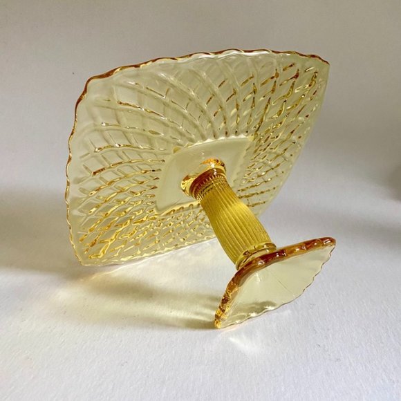 LE Smith Other - Vintage LE Smith Yellow Depression Glass Pedestal Cake Stand | Rare | 9.5"